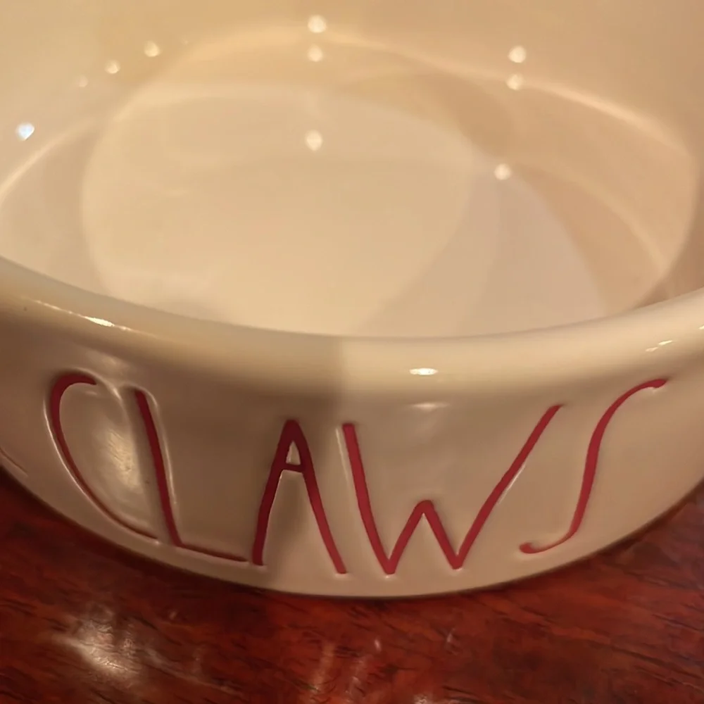 Rae Dunn Pet cat dog dish bowl white Jingle Claws Christmas